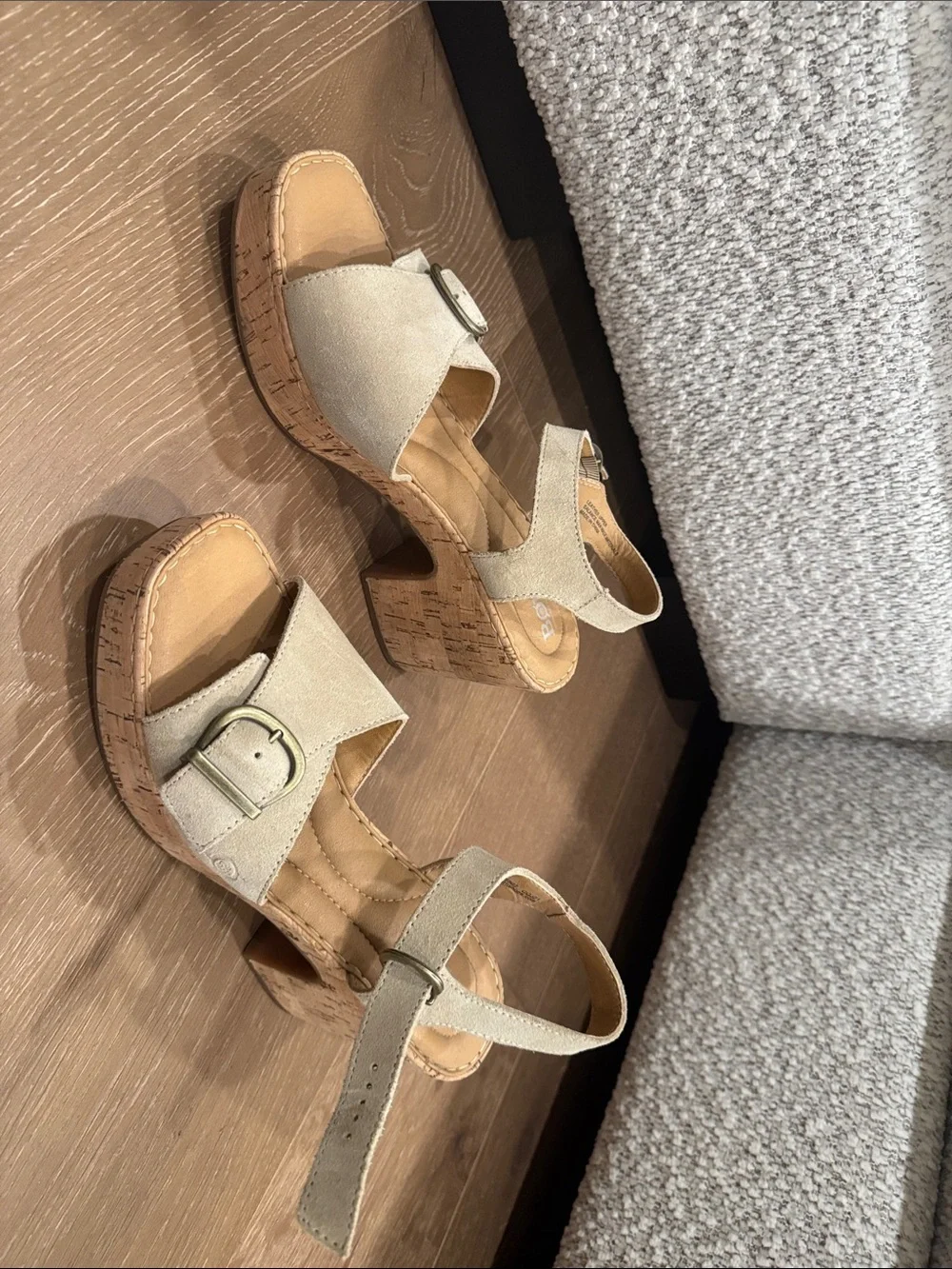 Born Women's Beige Suede Cork Platform Sandals